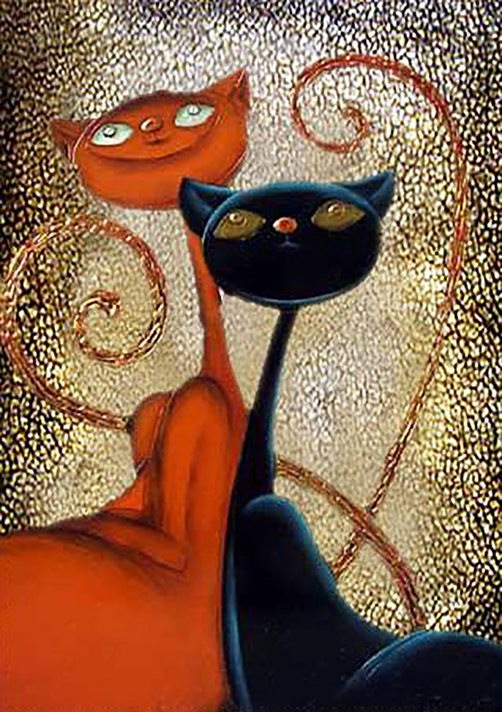 Décor de chats abstraite originale Peintures à l'huile